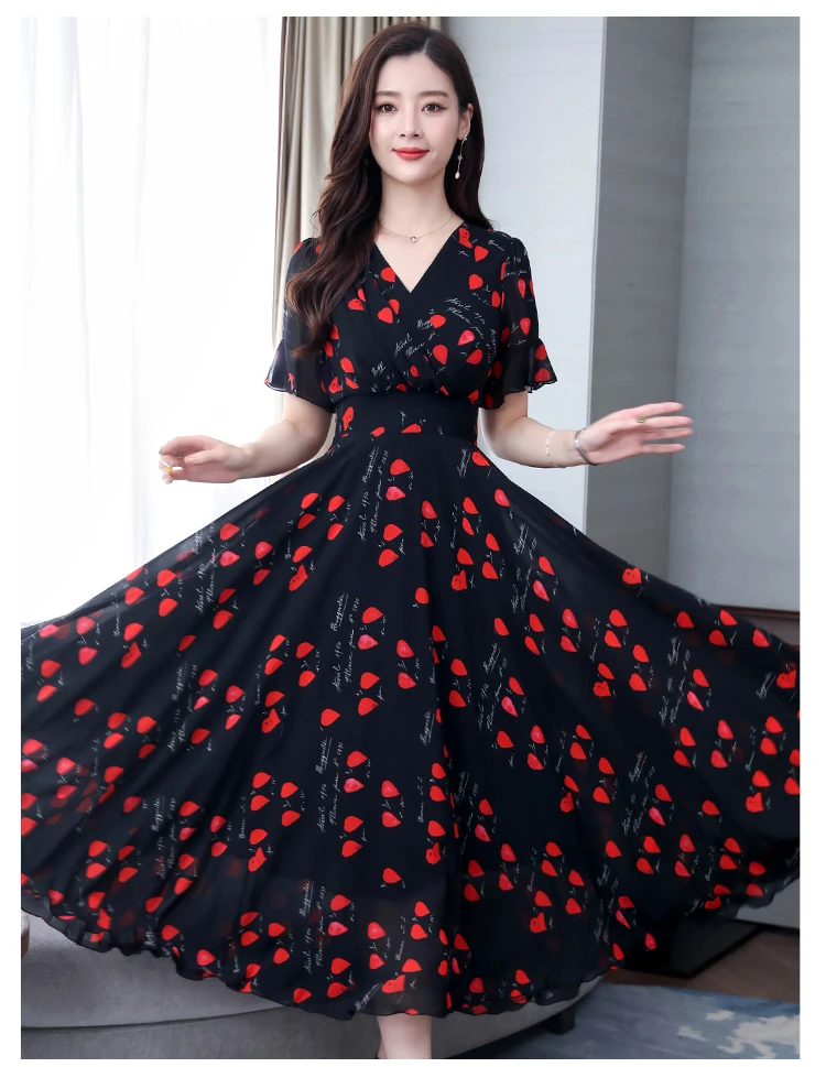 Лето г. Винтаж печати шифон Boho Белый миди платье 3XL плюс размеры элегантный для женщин Корейский макси платья вечерние пикантные пляжные