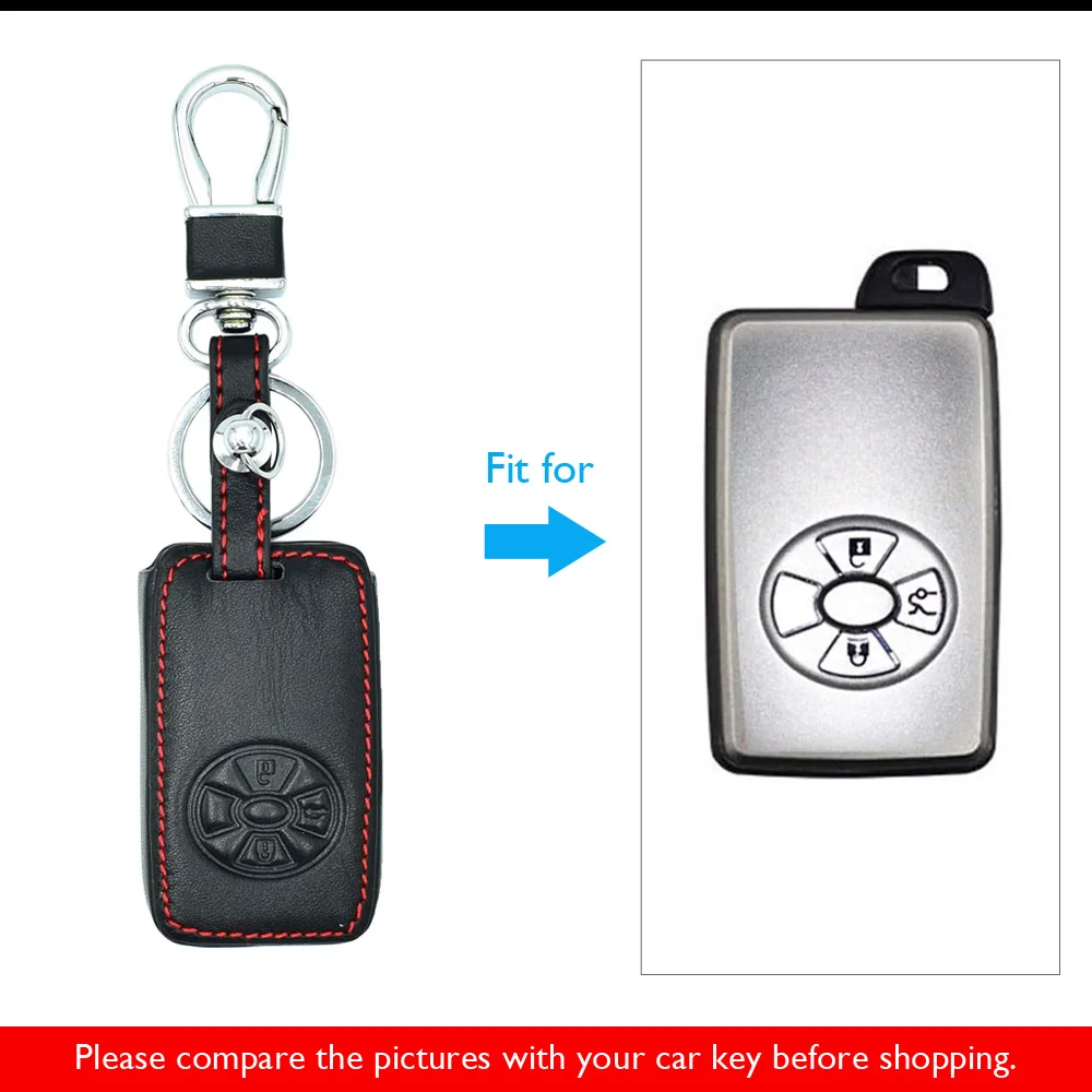Кожаный чехол для ключей с 3 кнопками Toyota Corolla Yaris Mark X Hilux Vitz Rav4 Aqua Camry Auris Smart Remote Shell