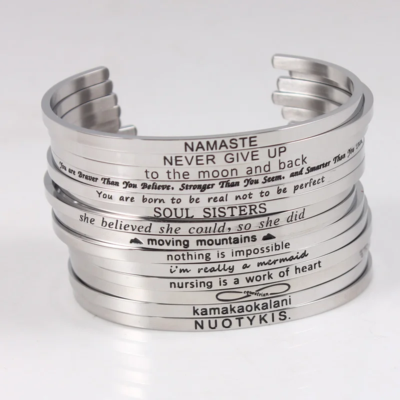 

Kamakaokaiani Inspirational Bracelet 316 Stainless Steel ID Bracelet Bangles Personalized Men Jewelry Letters Bracelet 10pcs/lot