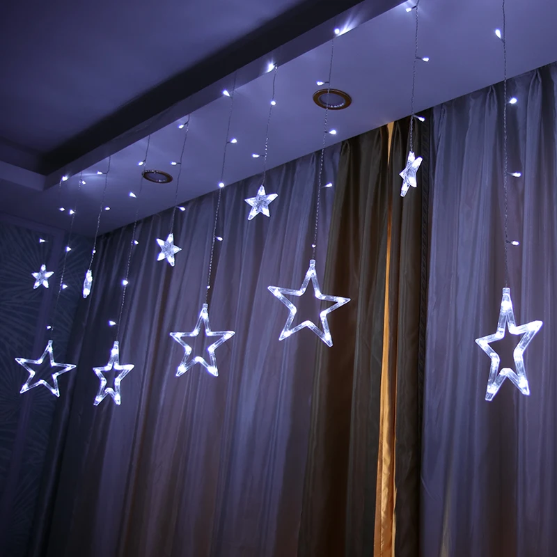 Luces led decoracion Звезда Пентаграмма занавес светильник фея Свадьба День рождения