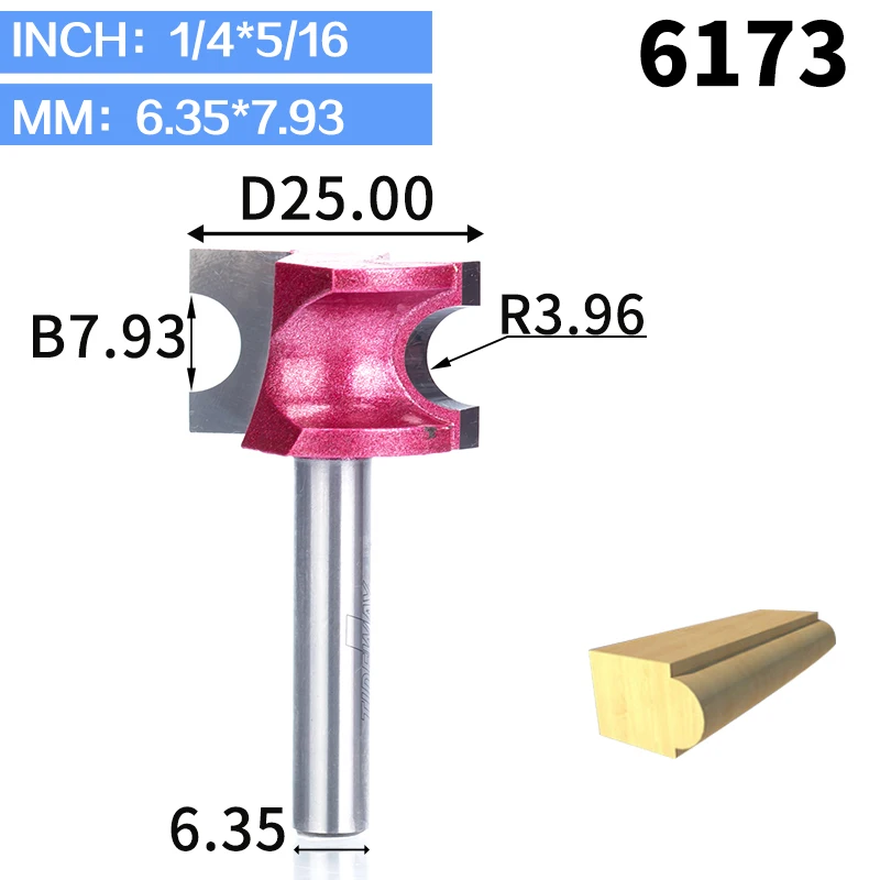 6173 HUHAO 1 шт. 1/" 1/4" хвостовик полукруглый бит фрезы Фрезы для контурной обработки для обработки дерева Концевая фреза для деревообрабатывающего инструмента промышленный Класс фреза - Длина режущей кромки: 6173