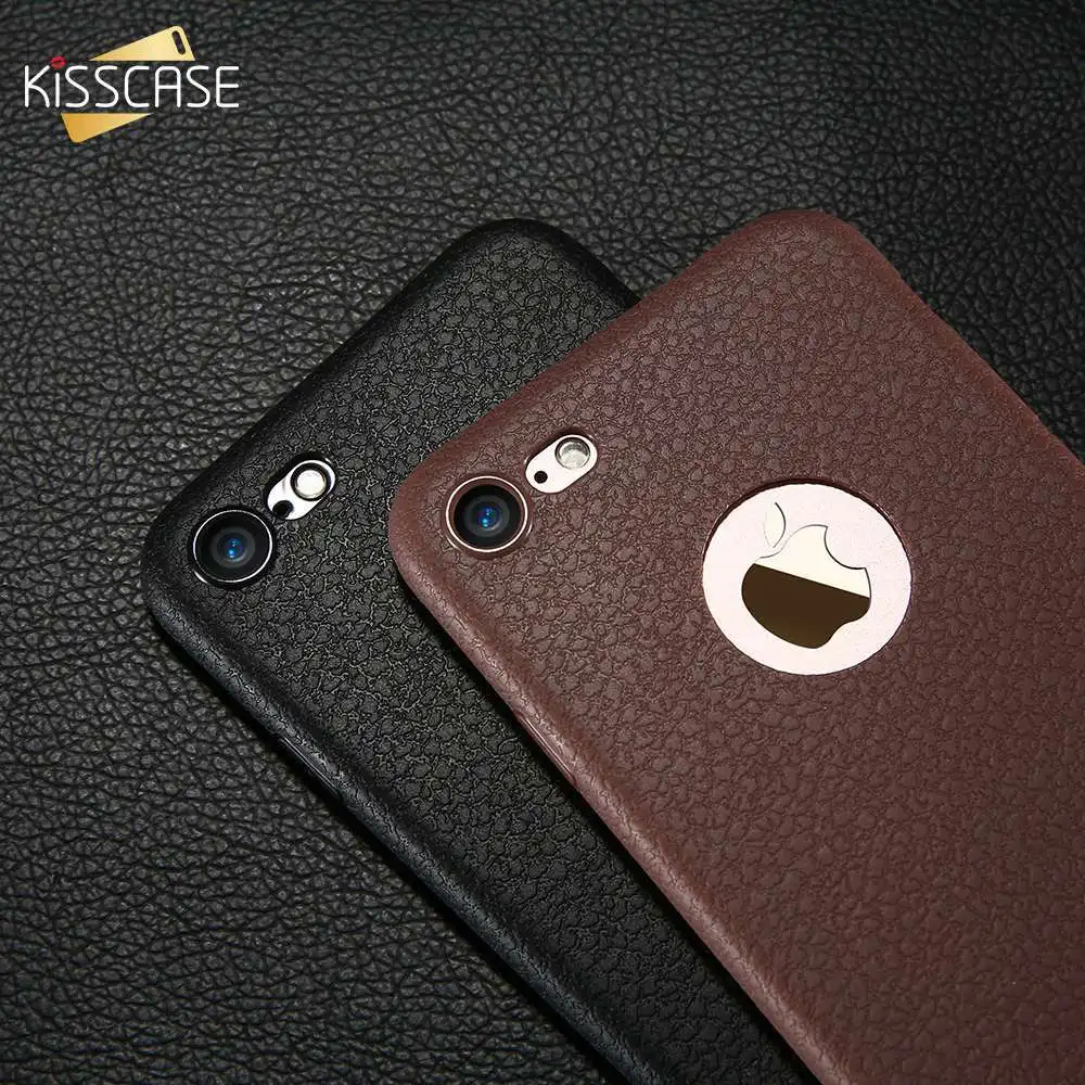 Kisscase Case ультра тонкий кожаный рисунком чехол для телефона iPhone 6 7 8 6s Plus X 10 ten ТПУ