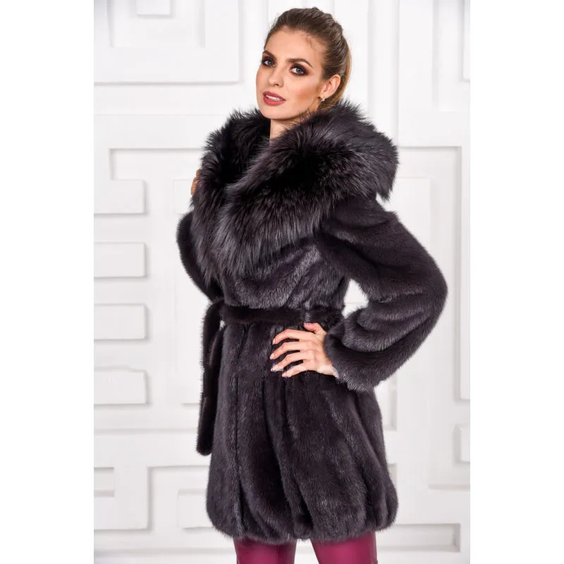 FURSARCAR Manteau Femme Hiver Женская норковая шуба пуховик с лисьим меховым воротником 2018