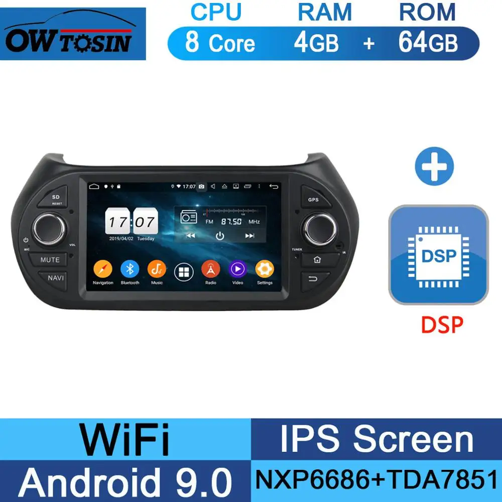 " ips 8 Core 4G ram 64G rom Android 9,0 автомобильный dvd-радио GPS для Fiat Fiorino Qubo Citroen Nemo peugeot Bipper 2008- DSP CarPlay - Цвет: 64G DSP