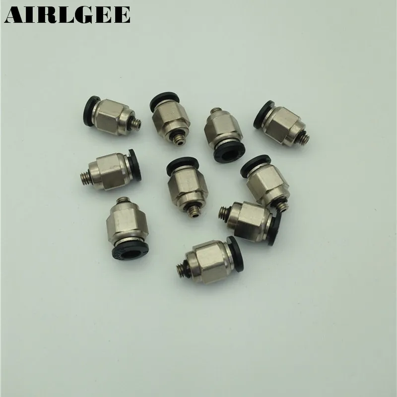10 Pcs 5mm Male Thread To 6mm Push In Joint High Quatity Pneumatic Connector Quick Fittings PC6-M5 Black | Обустройство дома