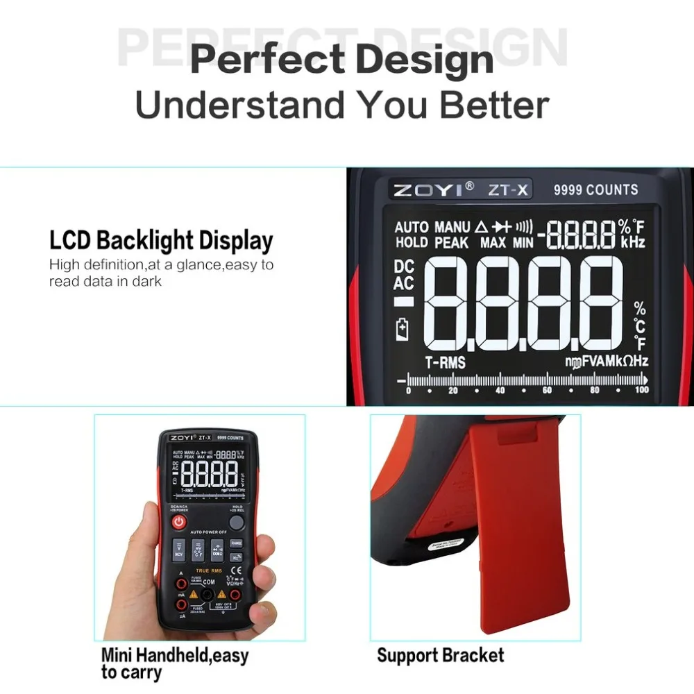 ZT Цифровой мультиметр Icd True RMS Авто Диапазон Mastech тесты er диод ac dc multimetro 409 sanwa с