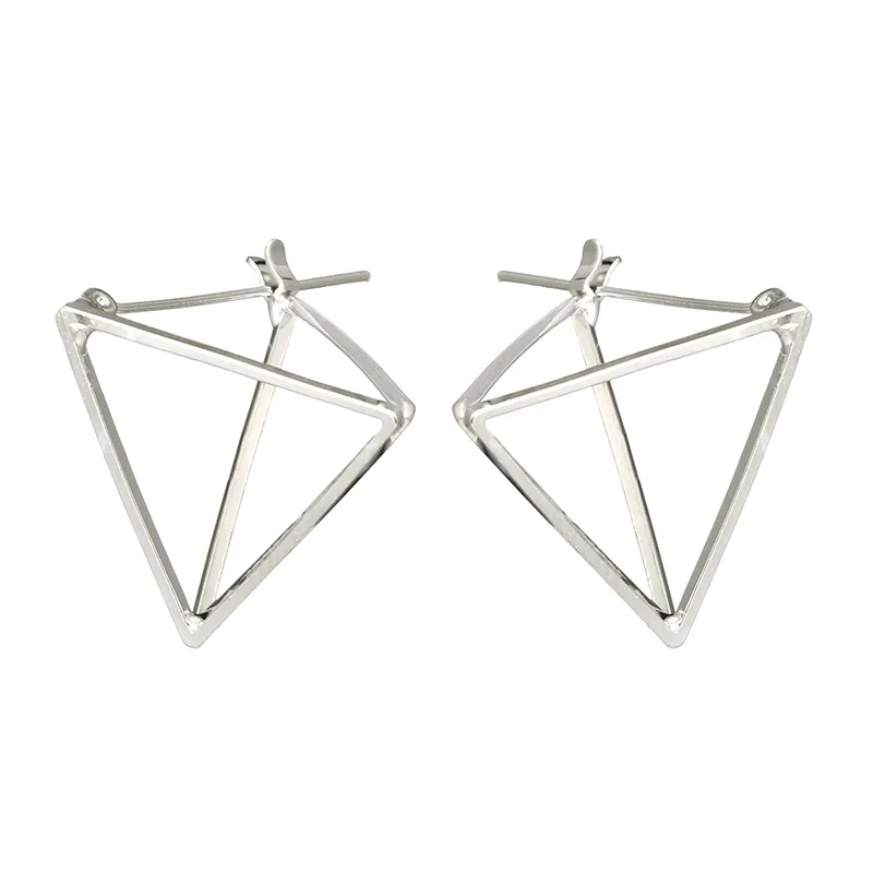 8 сезонов треугольные геометрические серьги полые Черное золото серебряный цвет