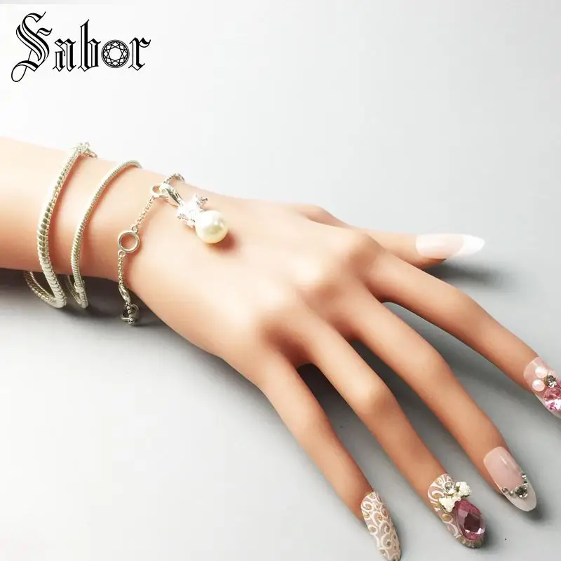 thomas Polar Bear With Pearl Charm Europe Jewelry For Women 2020 Gift Silver color plated Fit Bracelet jewellery charms | Украшения и
