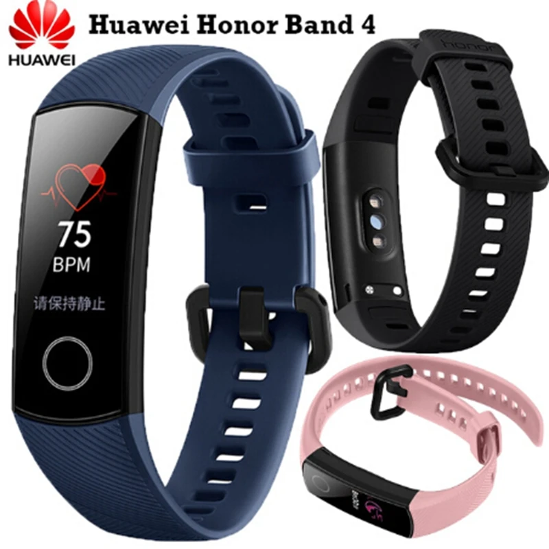 Новейший фитнес браслет huawei Honor Band 4 умный Браслет Amoled цвет 0,9" сенсорный экран плавание осанка Обнаружение сна кнопки