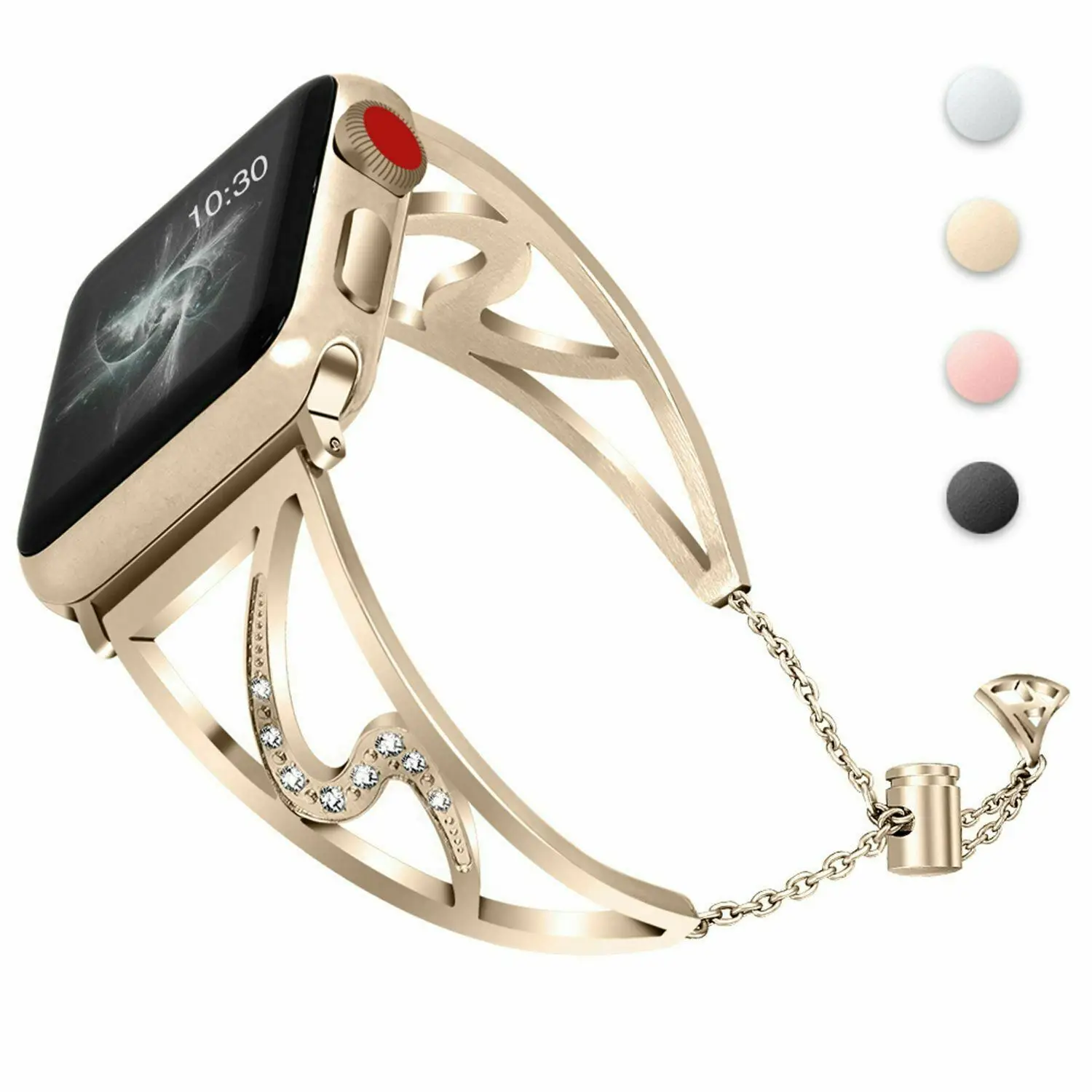 Ремешок из нержавеющей стали для Apple Watch Band 38 мм 42 40 44 браслет со стразами iWatch Series 6 5