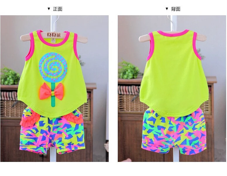 Sales promotion baby set girl sets love print T-shirt/vest+ shorts/pant summer clothing 0---3years sports suit | Мать и ребенок