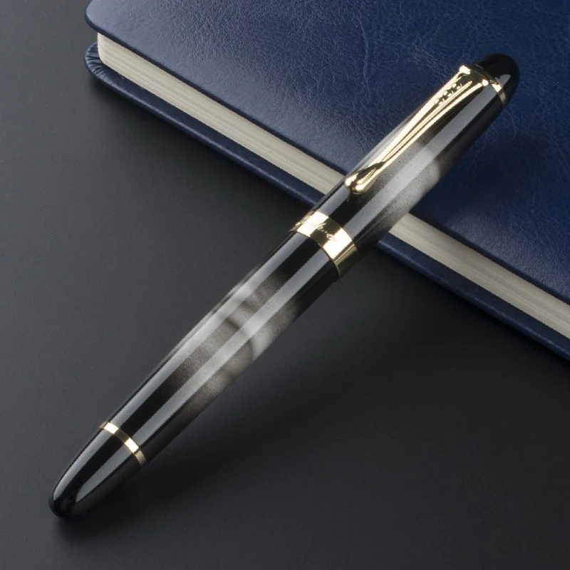 JINHAO X450 черный/золотой 0,7 мм 18KGP широкий наконечник ручка JINHAO 450 бизнес и 5 шт. чернила 15 Выборочные цвета
