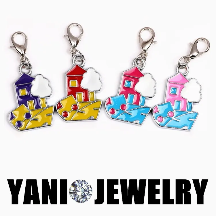 

20pcs/lot Free Shipping 4 Colors Mix Silver Plated Enamel House Castle Charms Pendants for Jewelry Making DIY Handmade