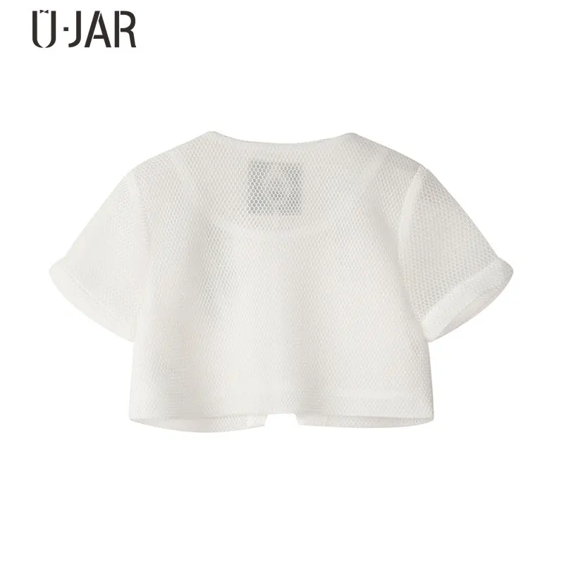 Ujar бренд короткий рукав куртка для девочек короткие узор повседневные открытые