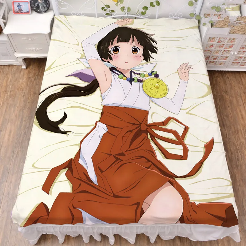 

Anime Girl Meets Bear Character Machi Amayadori Milk Fiber Bed Sheet & Flannel Blanket Summer Quilt 150x200cm