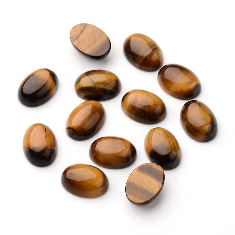 

50pcs Natural Tiger Eye Oval Cabochons for Jewelry Making DIY, 18x13x7mm