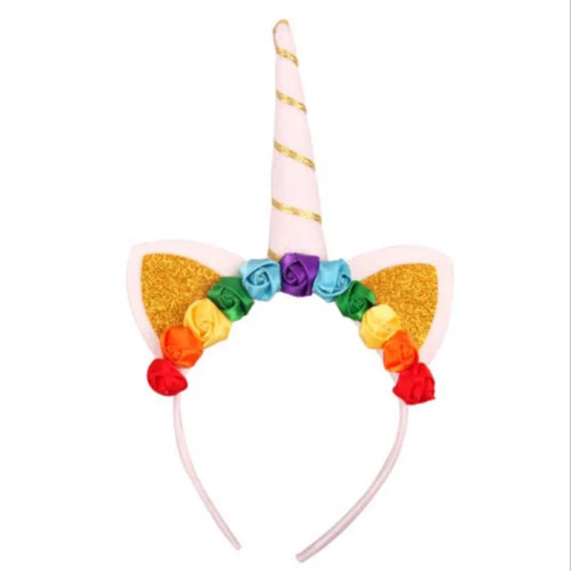 1PCS Flash Unicorn Headdress Masquerade DIY Unicorn Child Headband Party Hair Accessories Baby Shower Decoration - Цвет: 7