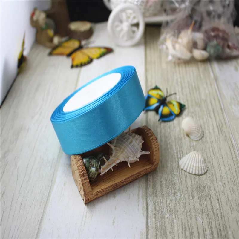 sky blue 6 мм, 10 мм, 15 мм, 20 мм, 25 мм, 40 мм, 50 мм, шелковые атласные ленты для рукоделия, ленты для шитья, материалы для рукоделия, подарочная упаковка, 25 ярдов/рулон - Цвет: sky blue