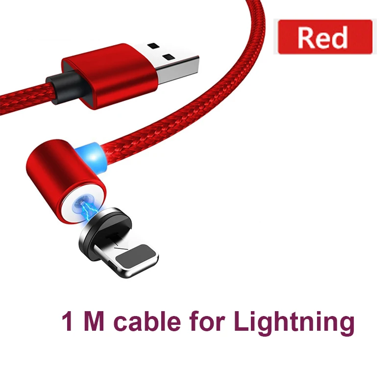 1M Red for iPhone Быстрый Магнитный кабель Micro светодиодный usb type C зарядное устройство для iPhone XS X XR 8 7 samsung S8 магнит Android телефонный кабель Шнур - Цвет: 1M Red for iPhone