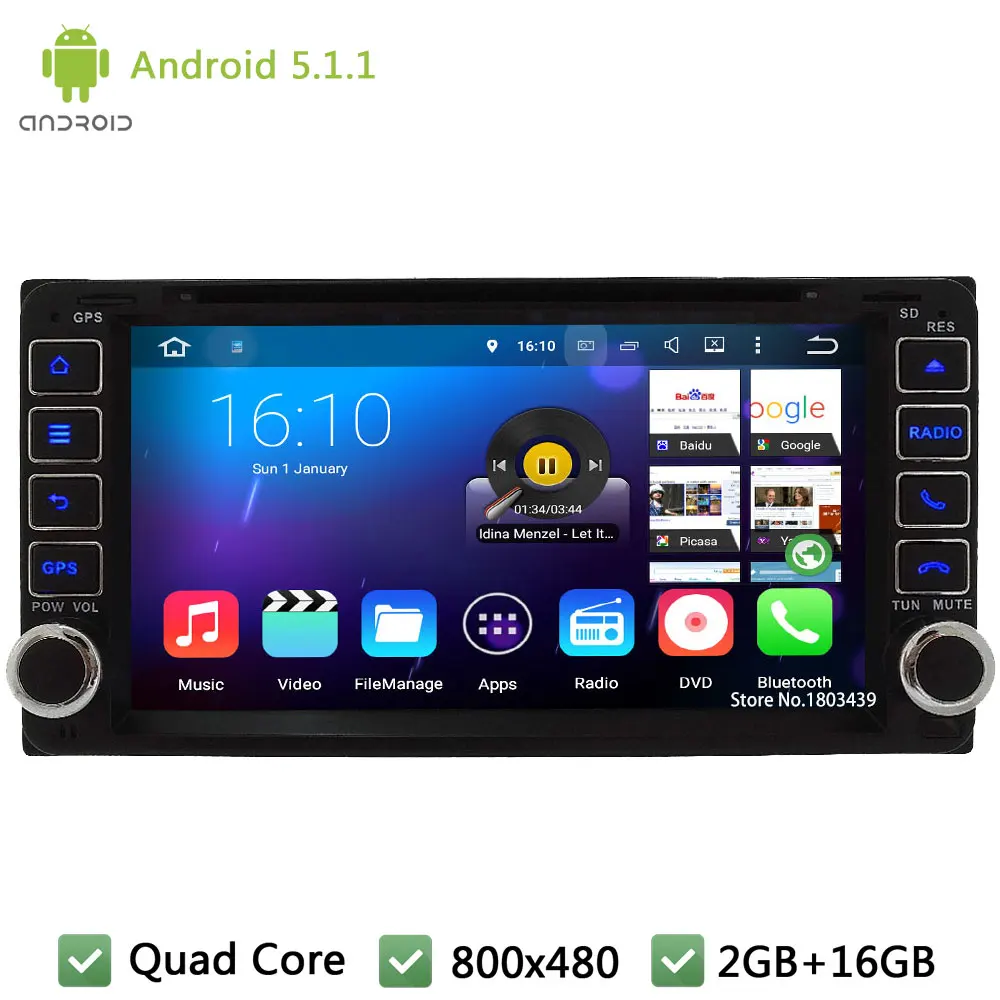 Quad core android 5.1.1 2din WI FI dab + dvd плеер GPS стерео Радио для Toyota RAV4/camry/ corolla/Vitz/ECHO/Vios/Hilux/Terios|car