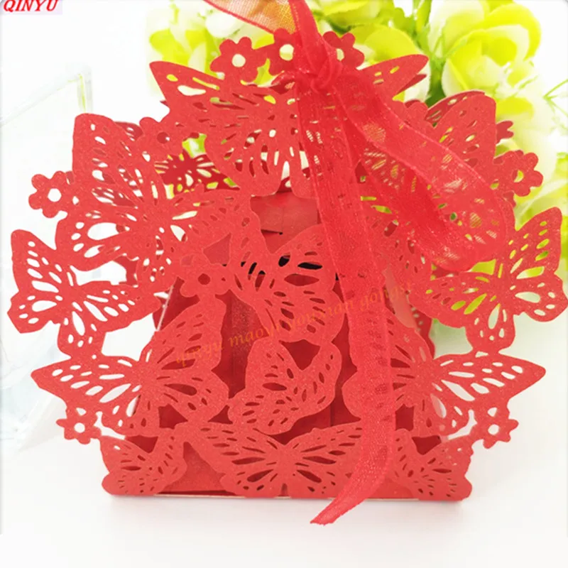 10Pcs/set Openwork Butterfly Lace With Ribbon Party Wedding Baby Shower Favors Gifts Candy Boxes 5Z-SH115 | Дом и сад
