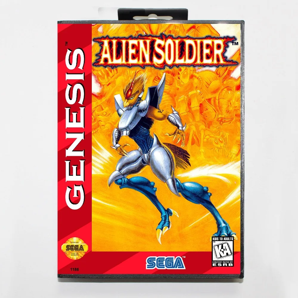 Чужой солдат 16 бит MD карточная игра с коробку для Sega игры Mega Drive Genesis|alien soldier|16 bitmd