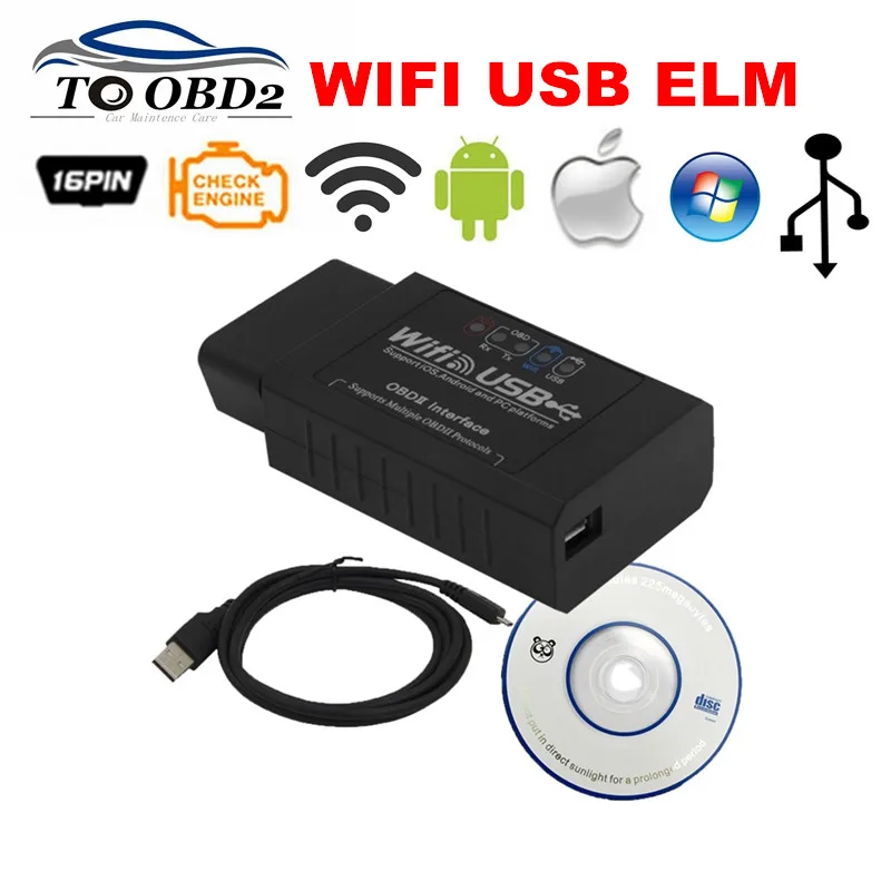 ELM327 WIFI USB автомобильный диагностический считыватель кодов поддерживает все