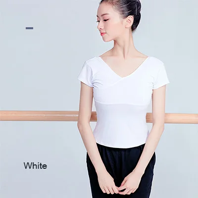 White 3 цвета хлопок короткий рукав Топ балетный Футболка женская тонкая рубашка для спортзала фитнес дышащая однотонная Одежда для балета - Цвет: White