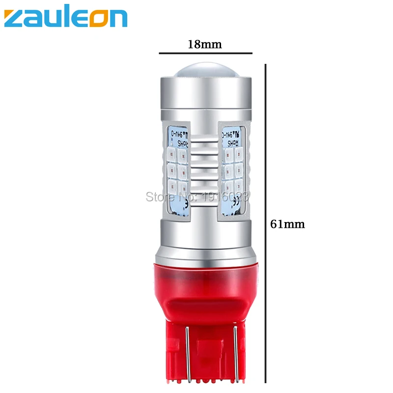 Zauleon 2 шт. T20 7443 W21/5 Вт Красный светодиодный задний стоп сигнал фонарь супер яркая