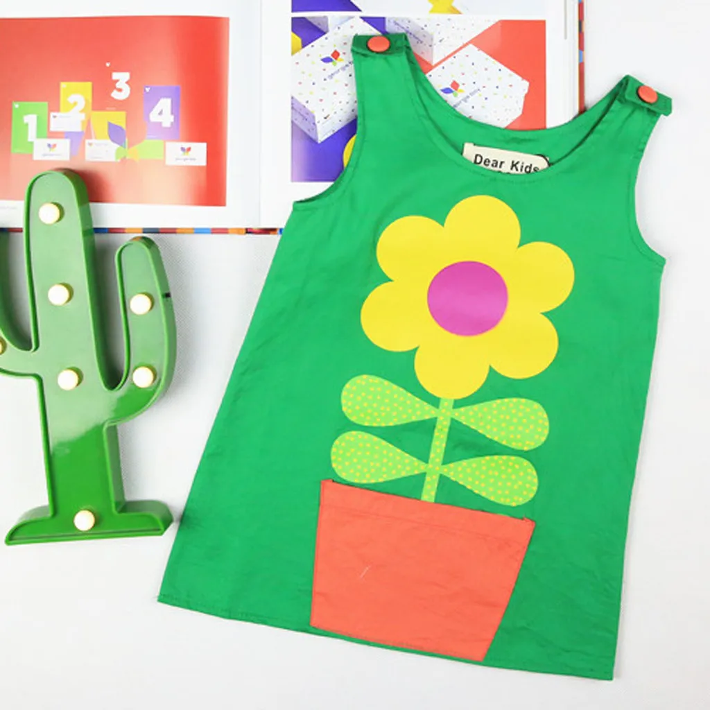 Fashsiualy Children's Summer Dresses Clothes Toddler Kids Baby Girl Flower Princess Strap Casual Dress Sundress | Детская одежда и