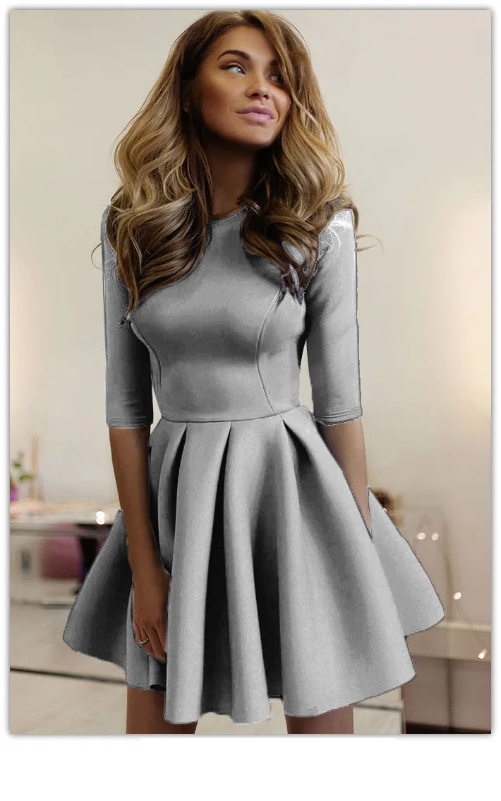 Женское платье с круглым вырезом летнее Клубное коротким рукавом вечерние