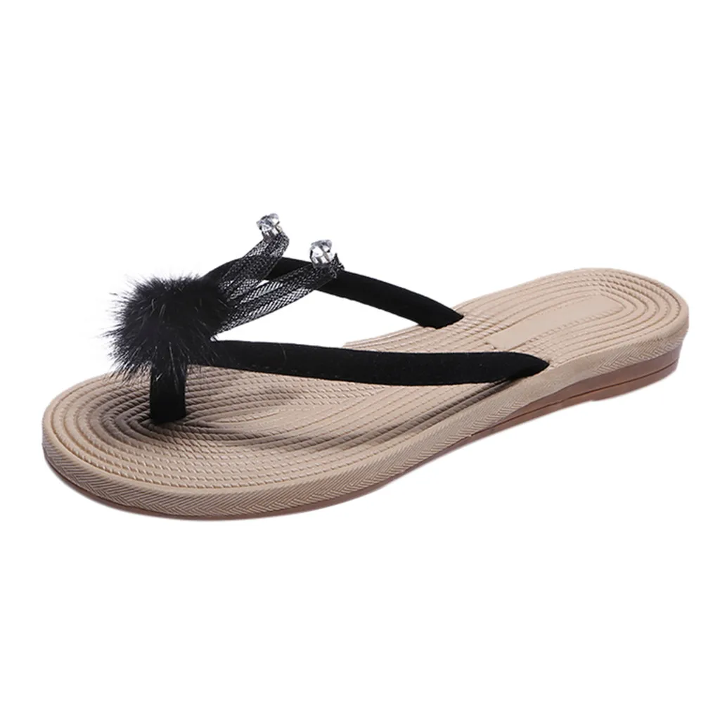 Женские летние Мультяшные шлепанцы со стразами пляжные сандалии Лоскутная