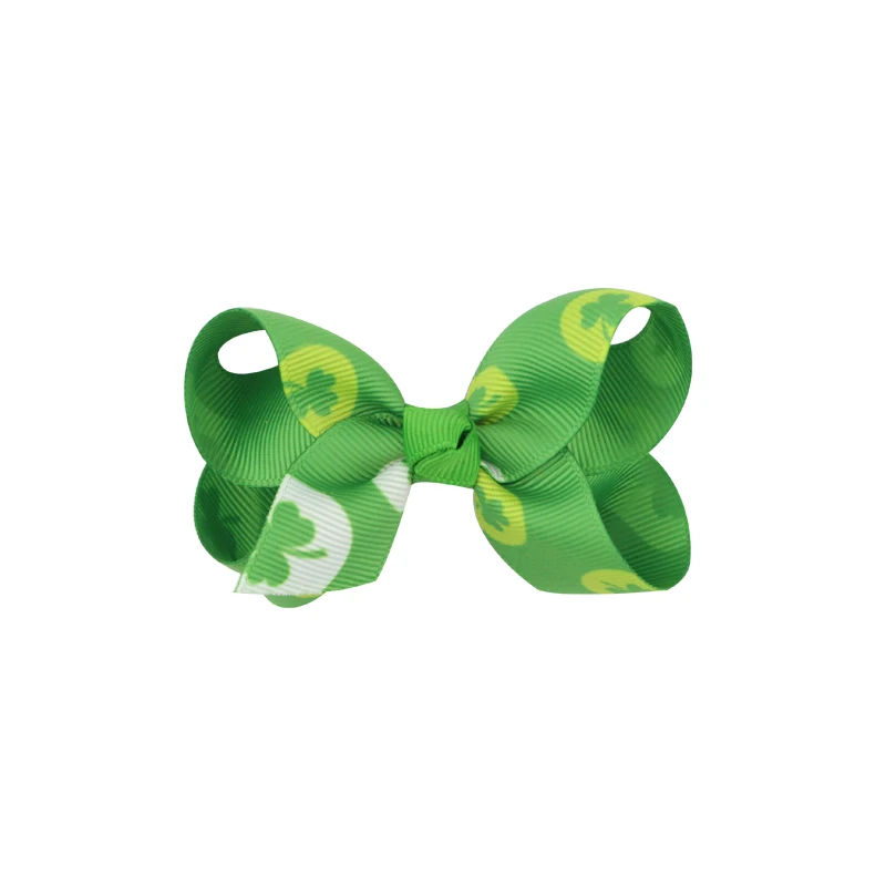 Clover Butterfly Hairpins Printed Knot Ribbon Bow For Girls Handmade Boutique Hair Clip Children Accessories | Детская одежда и