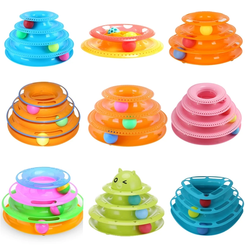 Pet Toys Cat Crazy Ball Disk Interactive Amusement Plate Play Disc Trilaminar Turntable Toy | Дом и сад
