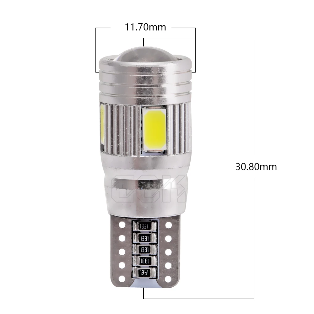 1 X T10 светодиодный W5W 168 501 194 Интерьер Белый CANBUS НЕ OBC ERROR t10 6SMD 5630 5730 с объектив
