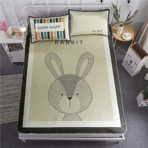 rabbit Летние охлаждающий коврик комплект Британский простыней набор с эластичной зеленый лист простыня по размеру матраса Обложка 180*200 см Покрывало 3 шт./компл - Цвет: rabbit