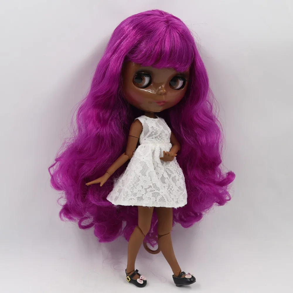 Кукла ледяная DBS Blyth супер черная кожа тон фиолетовый волос сустав тело 1/6 bjd 30 см