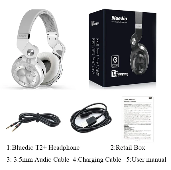 White Retail Package Bluedio T2+ модные складные bluetooth-наушники bluetooth BT 5,0 с поддержкой fm-радио и sd-карт, функции музыки и телефонных звонков - Цвет: White Retail Package