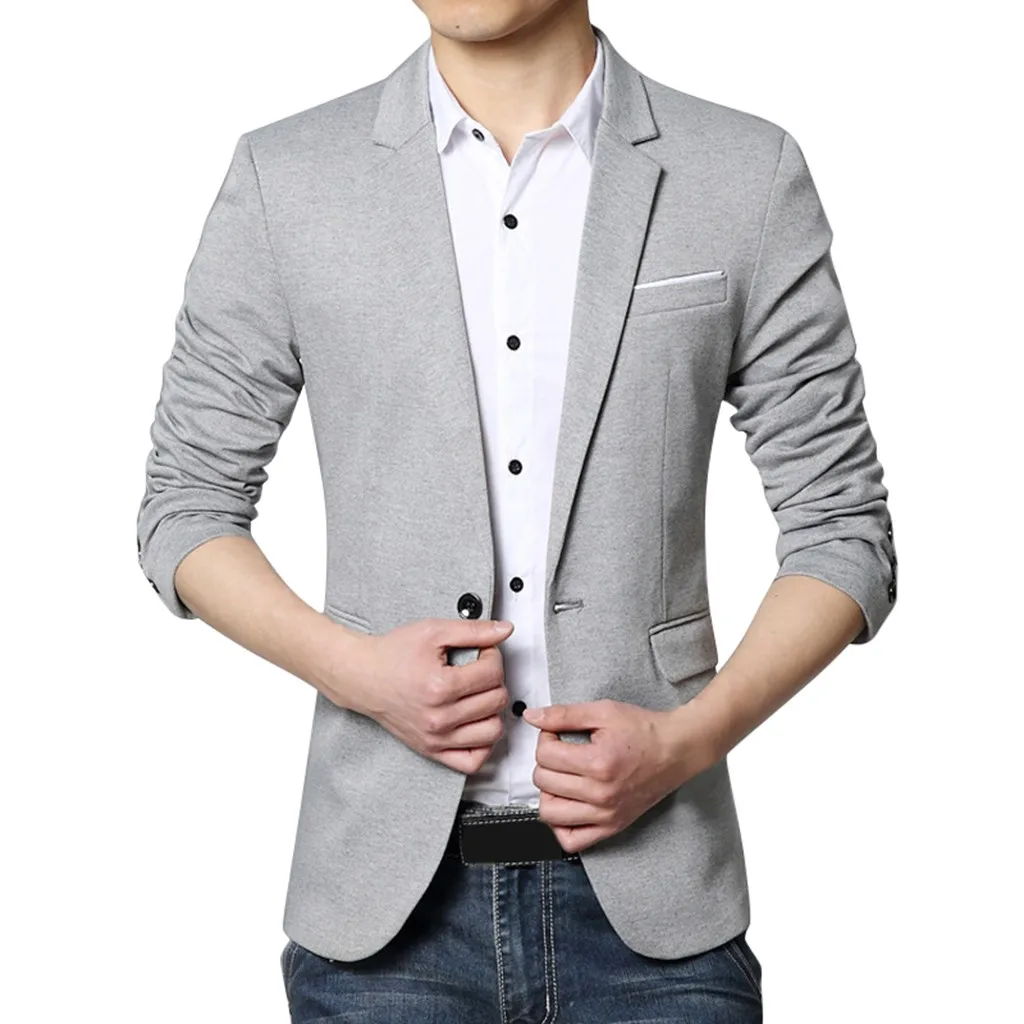Feitong Блейзер masculino мужской модный стиль костюм на одной пуговице для самостоятельного развития деловой пиджак