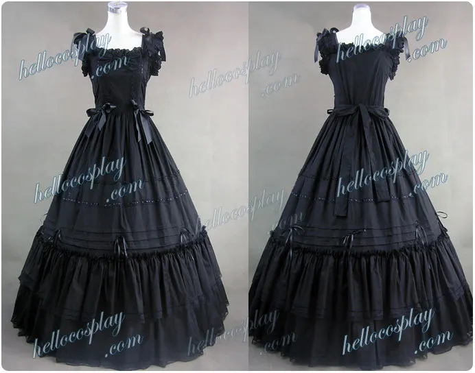 

Japanese Anime Outfit Southern Belle Gothic Lolita Ball Gown Dress Black Dress H008