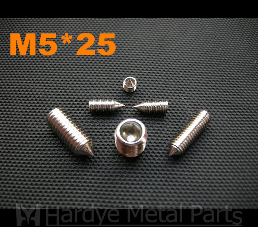 

500pcs/lot M5*25 DIN914 Stainless steel hex socket set screw with cone point