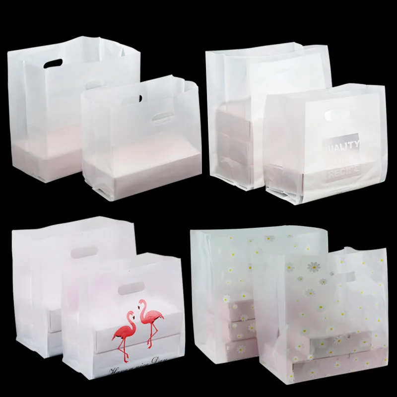 

50pcs/lot Transparent Fast Food Box Plastic Packing Food Boutique salad Gift Bag Thickened Food Portable Takeout Bags