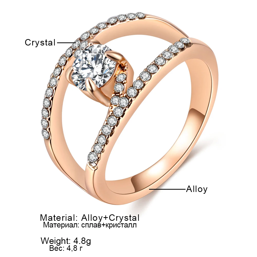 FAMSHIN модные геометрические пересеченные хрустальные кольца для женщин и девушек