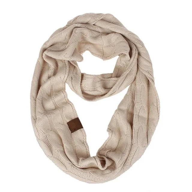beige with tag Вязаный вязаный шарф-кольцо, женские мягкие зимние безграничные шарфы, кашемировый круглый шарф, роскошный брендовый женский теплый шарф-снуд - Цвет: beige with tag