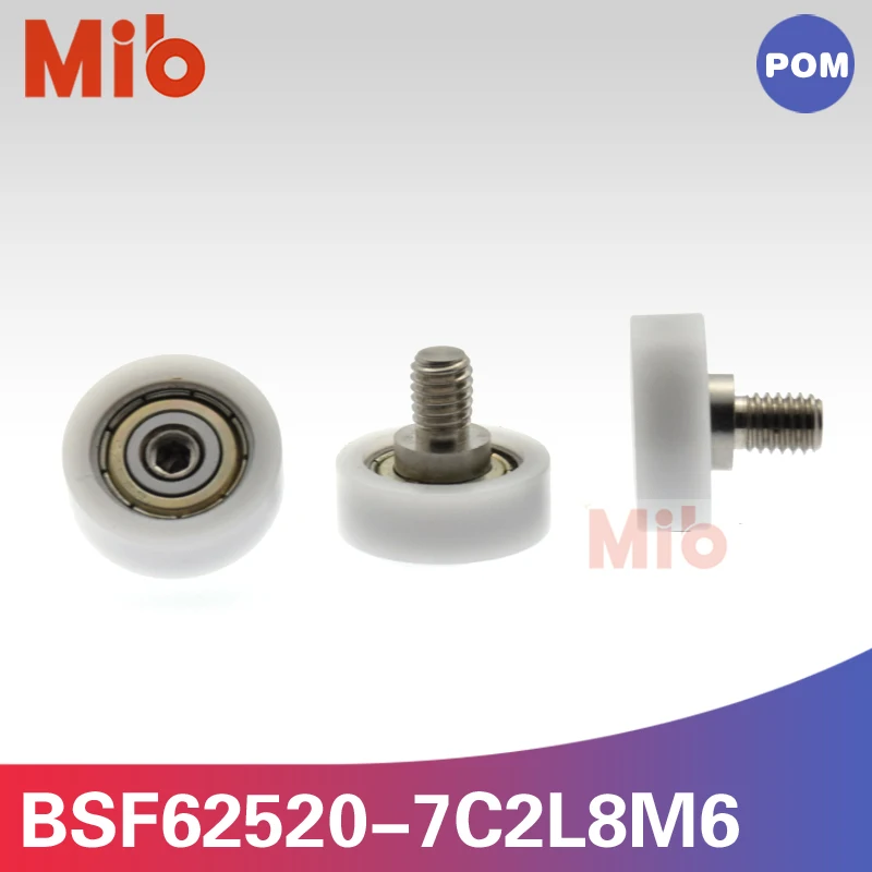 10PCS/lot Stainless Steel M6 thread plastic flat type out diameter 20mm sliding drawer wheel shaft screw roller BSF62520-7C2L8M6 - купить по