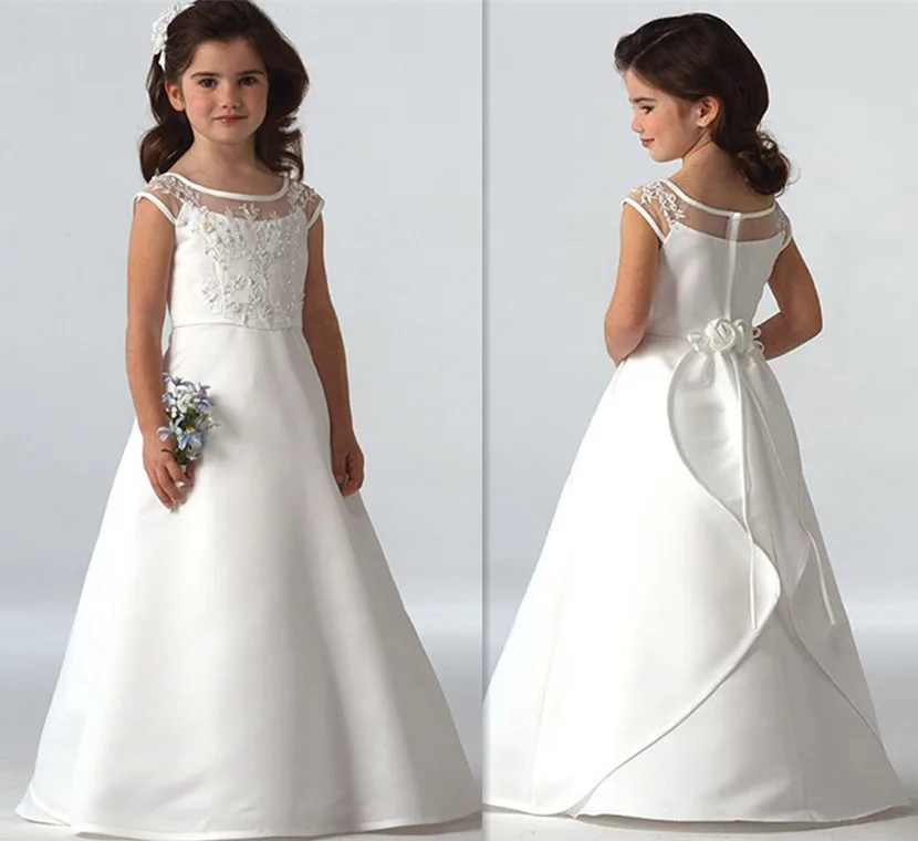 2018 New Noble Flower Girl Dresses Kids Ball Gown O-neck First Communion Princess Hot Sale Vestidos Longo Custom Made | Детская одежда