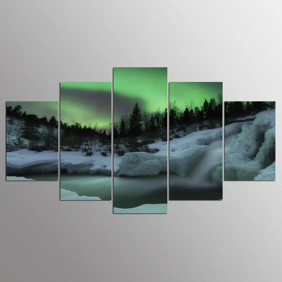 Прямая доставка HD с картина холст печатных Aurora Borealis просмотра домашнего декора