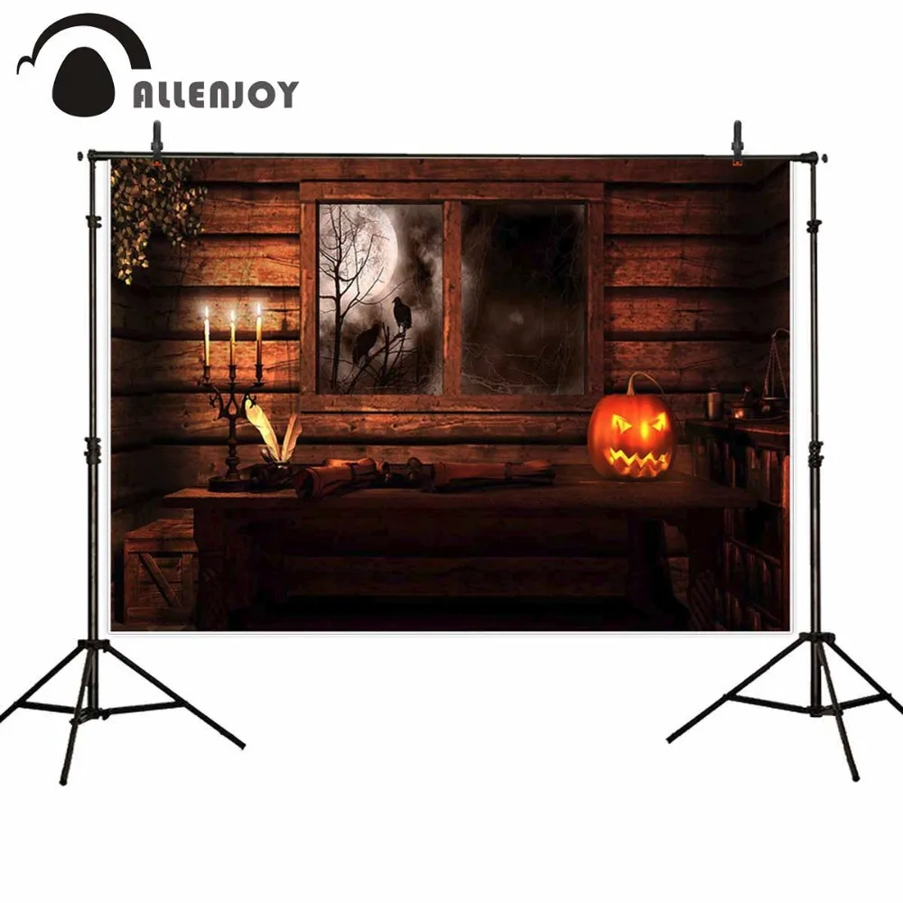 Фотофон allenjoy фоны Хэллоуин с Деревянной Стеной Тыква Холодная луна Ретро ужасов