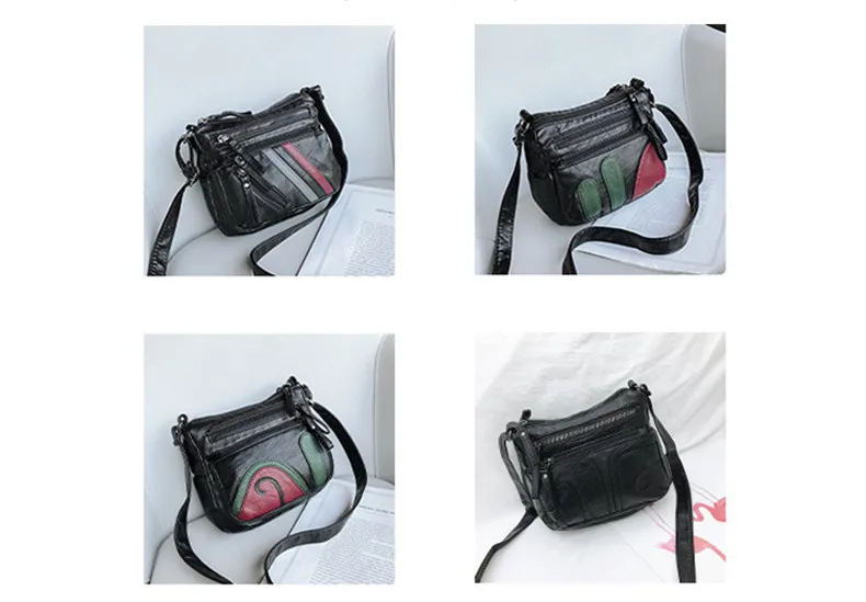 High Quality Mini Black Bag Women Very Soft Washed PU Leather Female Purses and Handbag Lady Small Messenger Bag for