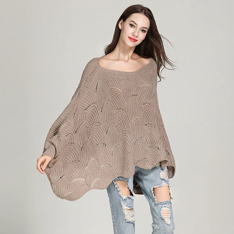 Для женщин Твердые Slash шеи Oversize сексуальные пуловеры свитер Femme выдалбливают